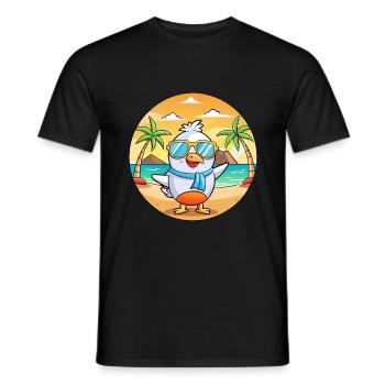 Seagull Funny Cartoon Summer Beach Sunglasses - Men's T-Shirt - black - Front - AI Model Male 178 light (178cm)