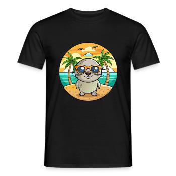 Lunettes de soleil de plage d’été de dessin animé drôle de phoque - T-shirt homme - noir - Devant - AI Model Male 178 light (178cm)