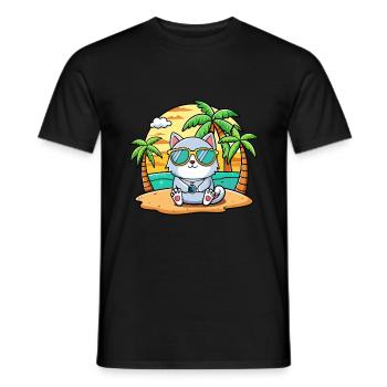 Lunettes de soleil de plage d’été de dessin animé drôle de chat - T-shirt homme - noir - Devant - AI Model Male 178 light (178cm)
