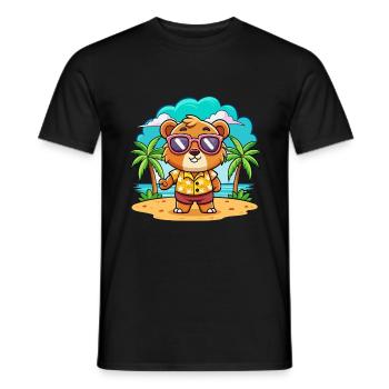 Bear Funny Cartoon Summer Beach Sunglasses - Men's T-Shirt - black - Front - AI Model Male 178 light (178cm)