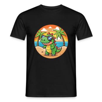 Dinosaur Funny Cartoon Summer Beach Sunglasses - Men's T-Shirt - black - Front - AI Model Male 178 light (178cm)