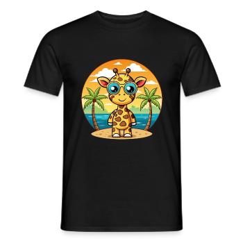 Giraffe Funny Cartoon Summer Beach Sunglasses - Men's T-Shirt - black - Front - AI Model Male 178 light (178cm)