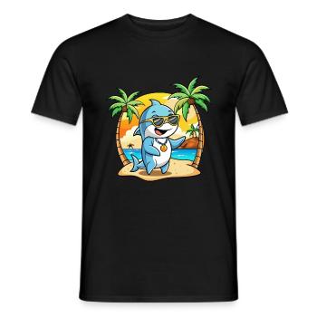 Dolphin Funny Cartoon Summer Beach Sunglasses - Men's T-Shirt - black - Front - AI Model Male 178 light (178cm)