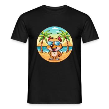 Dog Funny Cartoon Summer Beach Sunglasses - Men's T-Shirt - black - Front - AI Model Male 178 light (178cm)
