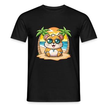Lunettes de soleil de plage d’été de dessin animé drôle de hamster - T-shirt homme - noir - Devant - AI Model Male 178 light (178cm)