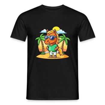 Pferd Lustige Cartoon Sommer Strand Sonnenbrille - Männer T-Shirt - Schwarz - Vorne - AI Model Male 178 light (178cm)