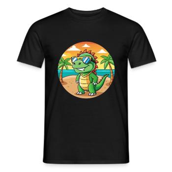 Iguana Funny Cartoon Summer Beach Sunglasses - Men's T-Shirt - black - Front - AI Model Male 178 light (178cm)