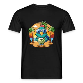 Lunettes de soleil de plage d’été de dessin animé drôle de paon - T-shirt homme - noir - Devant - AI Model Male 178 light (178cm)