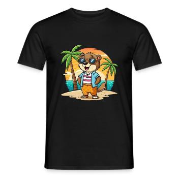 Otter Lustige Cartoon Sommer Strand Sonnenbrille - Männer T-Shirt - Schwarz - Vorne - AI Model Male 178 light (178cm)