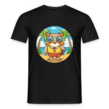 Eule Lustige Cartoon Sommer Strand Sonnenbrille - Männer T-Shirt - Schwarz - Vorne - AI Model Male 178 light (178cm)