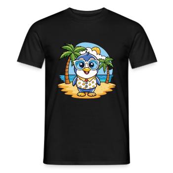 Penguin Funny Cartoon Summer Beach Sunglasses - Men's T-Shirt - black - Front - AI Model Male 178 light (178cm)