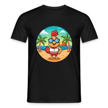 Hahn Lustige Cartoon Sommer Strand Sonnenbrille - Männer T-Shirt - Schwarz - Vorne - AI Model Male 178 light (178cm)