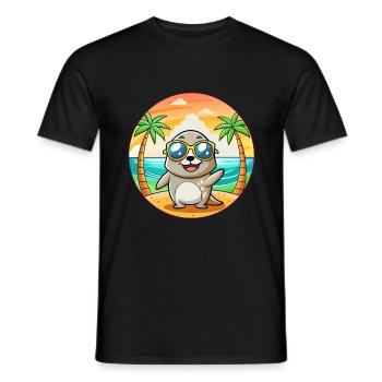 Seal Funny Cartoon Summer Beach Sunglasses - Men's T-Shirt - black - Front - AI Model Male 178 light (178cm)