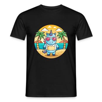 Unicorn Funny Cartoon Summer Beach Sunglasses - Men's T-Shirt - black - Front - AI Model Male 178 light (178cm)