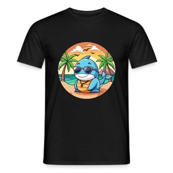 Lunettes de soleil de plage d’été de dessin animé drôle de baleine - T-shirt homme - noir - Devant - AI Model Male 178 light (178cm)