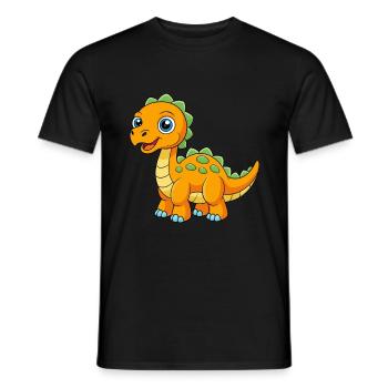 Dinosaurier Niedliche Maskottchen Zeichentrickfigur Kawaii - Männer T-Shirt - Schwarz - Vorne - AI Model Male 178 light (178cm)