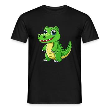 Crocodile Mignon Mascotte Personnage De Dessin Animé Kawaii - T-shirt homme - noir - Devant - AI Model Male 178 light (178cm)