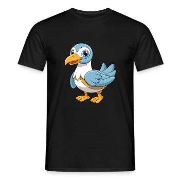 Albatross Cute Mascot Cartoon Character Kawaii - Men's T-Shirt - black - Front - AI Model Male 178 light (178cm)