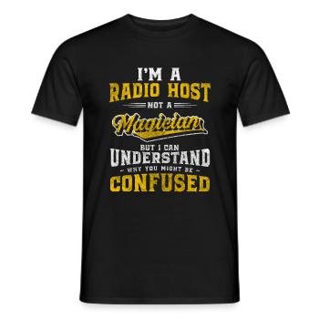 Annonce de l’émission de présentation de l’onde radio - T-shirt homme - noir - Devant - AI Model Male 178 light (178cm)