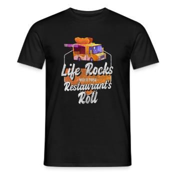 Food truck street food food truck - Men's T-Shirt - black - Front - AI Model Male 178 light (178cm)