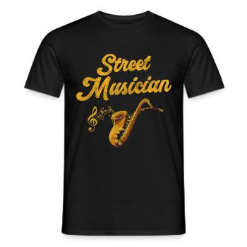 Musician Town Musician Guitar - Men's T-Shirt - black - Front - AI Model Male 178 light (178cm)