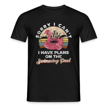 Pool Flamingo Sonne Freunde - Männer T-Shirt - Schwarz - Vorne - AI Model Male 178 light (178cm)