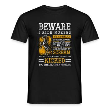 Pferdekutsche Pferd Oldschool Kutschieren - Männer T-Shirt - Schwarz - Vorne - AI Model Male 178 light (178cm)