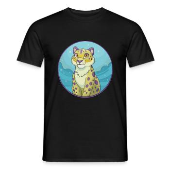 léopard des neiges mignon kawaii dessin animé clipart animal - T-shirt homme - noir - Devant - AI Model Male 178 light (178cm)