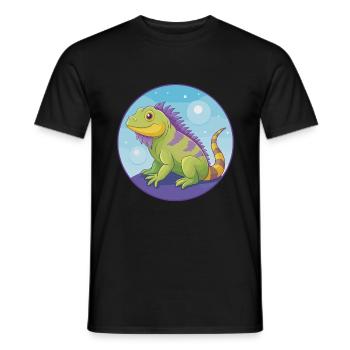 Iguana Cute Kawaii Cartoon Clipart Animal Pet - Men's T-Shirt - black - Front - AI Model Male 178 light (178cm)