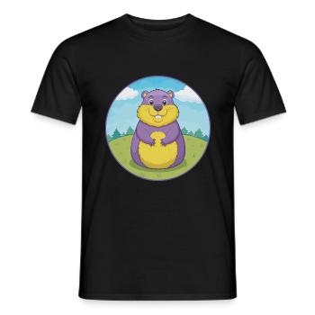 Groundhog Cute Kawaii Cartoon Clipart Animal Pet - Men's T-Shirt - black - Front - AI Model Male 178 light (178cm)