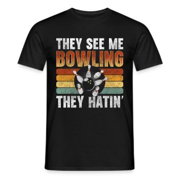 Bowler Strike Split Leisure - Men's T-Shirt - black - Front - AI Model Male 178 light (178cm)