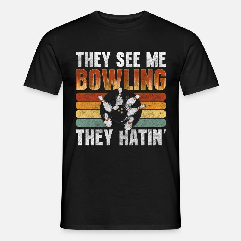 Bowler Strike Split Freizeit - Männer T-Shirt - Schwarz