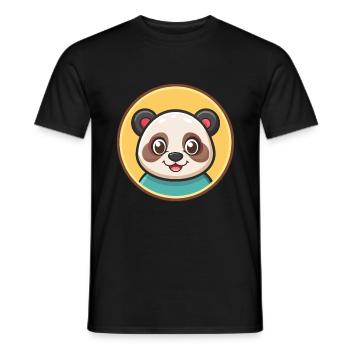 Panda Kawaii Cartoon Character Animal Pet Face - Men's T-Shirt - black - Front - AI Model Male 178 light (178cm)
