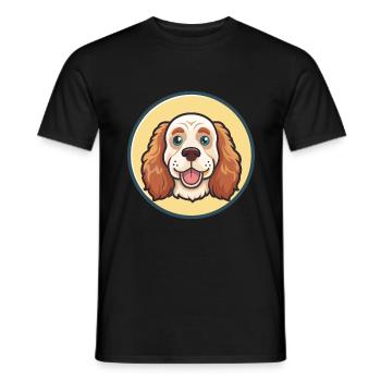 Clumber Spaniel Dog Breed Cartoon Kawaii Clipart - Men's T-Shirt - black - Front - AI Model Male 178 light (178cm)