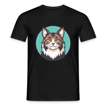 Kourilien Bobtail Chat Race Dessin animé Kawaii Animal - T-shirt homme - noir - Devant - AI Model Male 178 light (178cm)