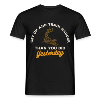 Cross trainer muscle building endurance sports - Men's T-Shirt - black - Front - AI Model Male 178 light (178cm)