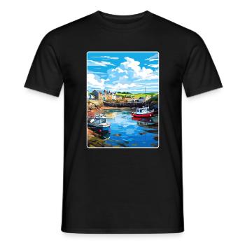 Bude Cornwall England Travel Poster Souvenir WPA - Men's T-Shirt - black - Front - AI Model Male 178 light (178cm)