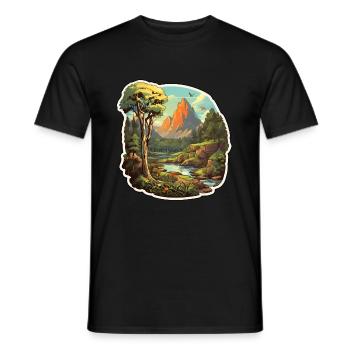 Paysage Nature - T-shirt homme - noir - Devant - AI Model Male 178 light (178cm)