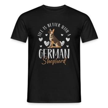 Deutscher Schäferhund Pfote Diensthund - Männer T-Shirt - Schwarz - Vorne - AI Model Male 178 light (178cm)