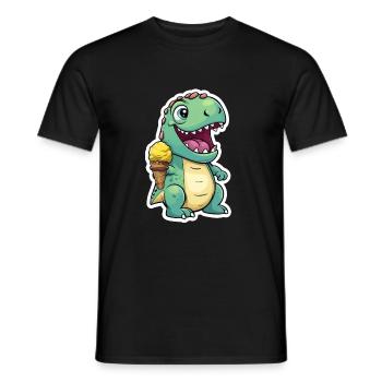 Dino eats cream - Men's T-Shirt - black - Front - AI Model Male 178 light (178cm)