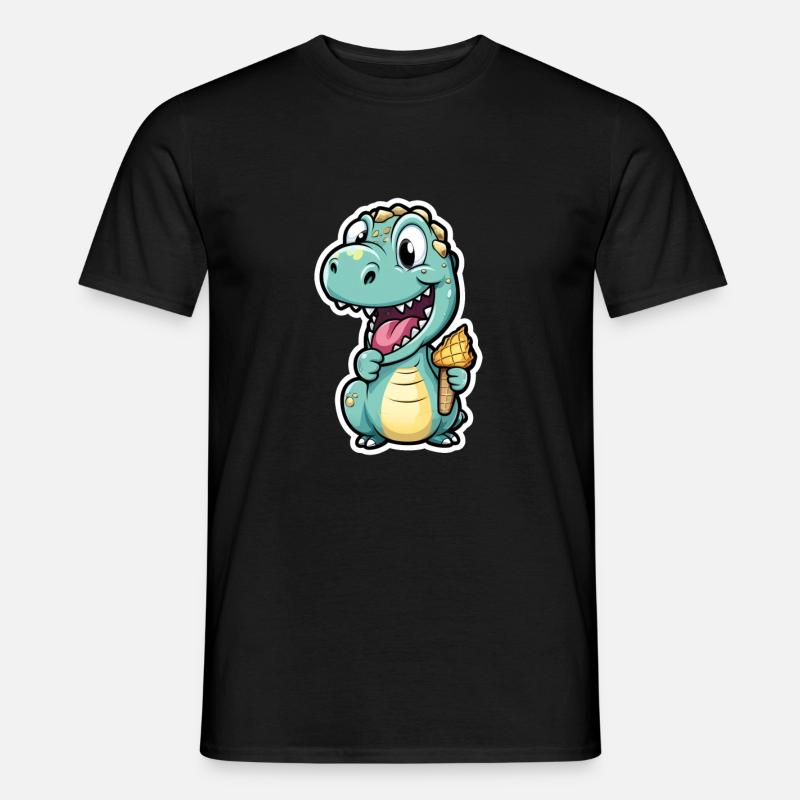 Dino isst Eis - Männer T-Shirt - Schwarz