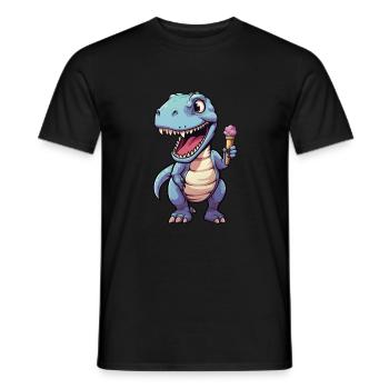 Dino eats cream - Men's T-Shirt - black - Front - AI Model Male 178 light (178cm)