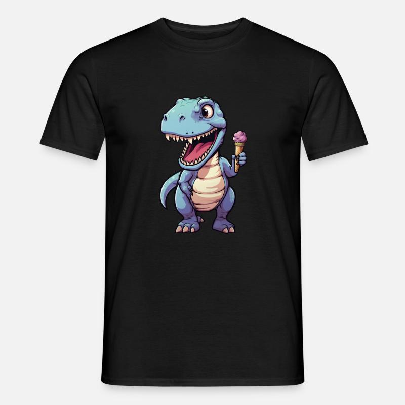 Dino eats cream - Men's T-Shirt - black