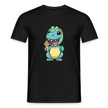 Dino eats cream - Men's T-Shirt - black - Front - AI Model Male 178 light (178cm)
