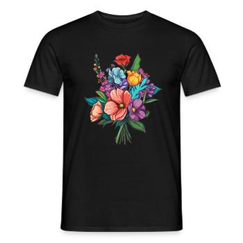 Bouquet Flowers Blossoms - Men's T-Shirt - black - Front - AI Model Male 178 light (178cm)