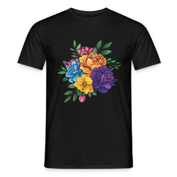 Bouquet Flowers Blossoms - Men's T-Shirt - black - Front - AI Model Male 178 light (178cm)