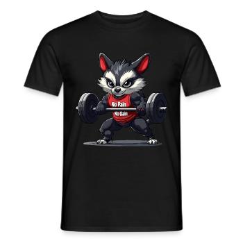 Ein Waschbär, der Kraftsport macht - Männer T-Shirt - Schwarz - Vorne - AI Model Male 178 light (178cm)