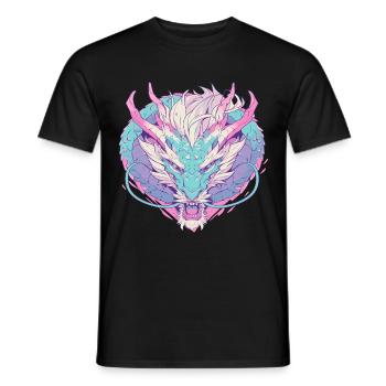 Dragon head in pop art style pastel colors - Men's T-Shirt - black - Front - AI Model Male 178 light (178cm)