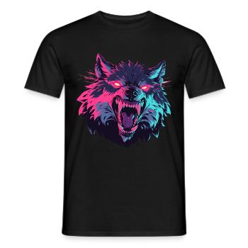 Tête de loup furieux en style pop art - T-shirt homme - noir - Devant - AI Model Male 178 light (178cm)