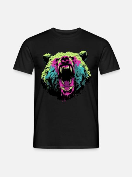 Wütender Bär im Pop-Art-Stil - Männer T-Shirt - Schwarz